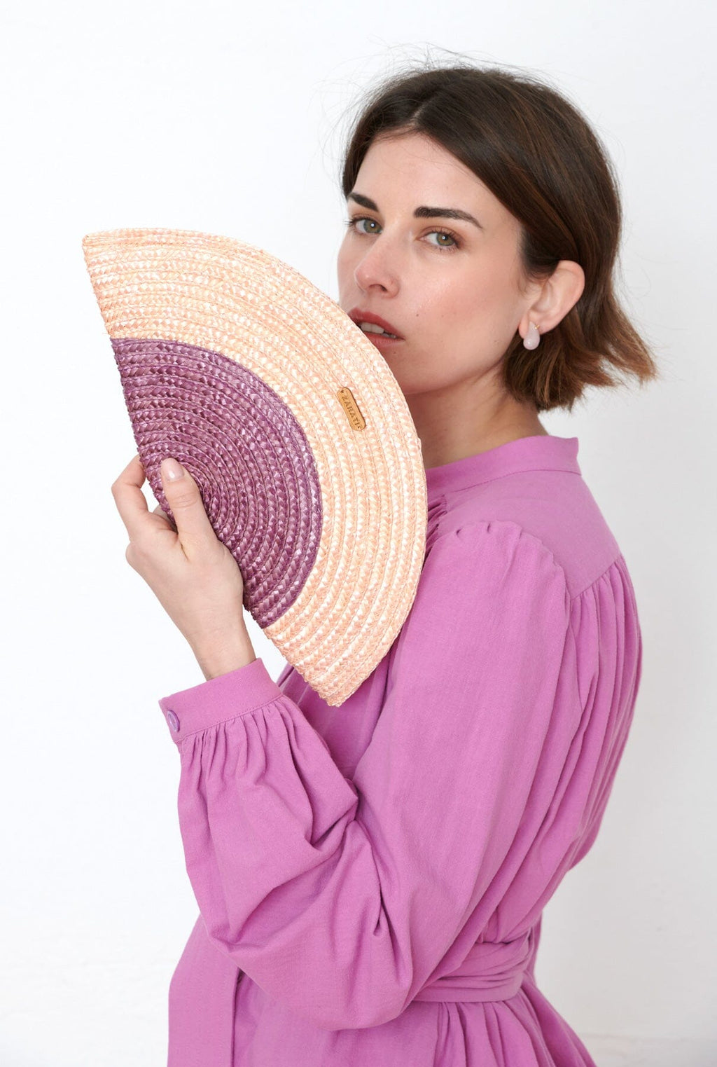 Bolso abanico rosa y morado