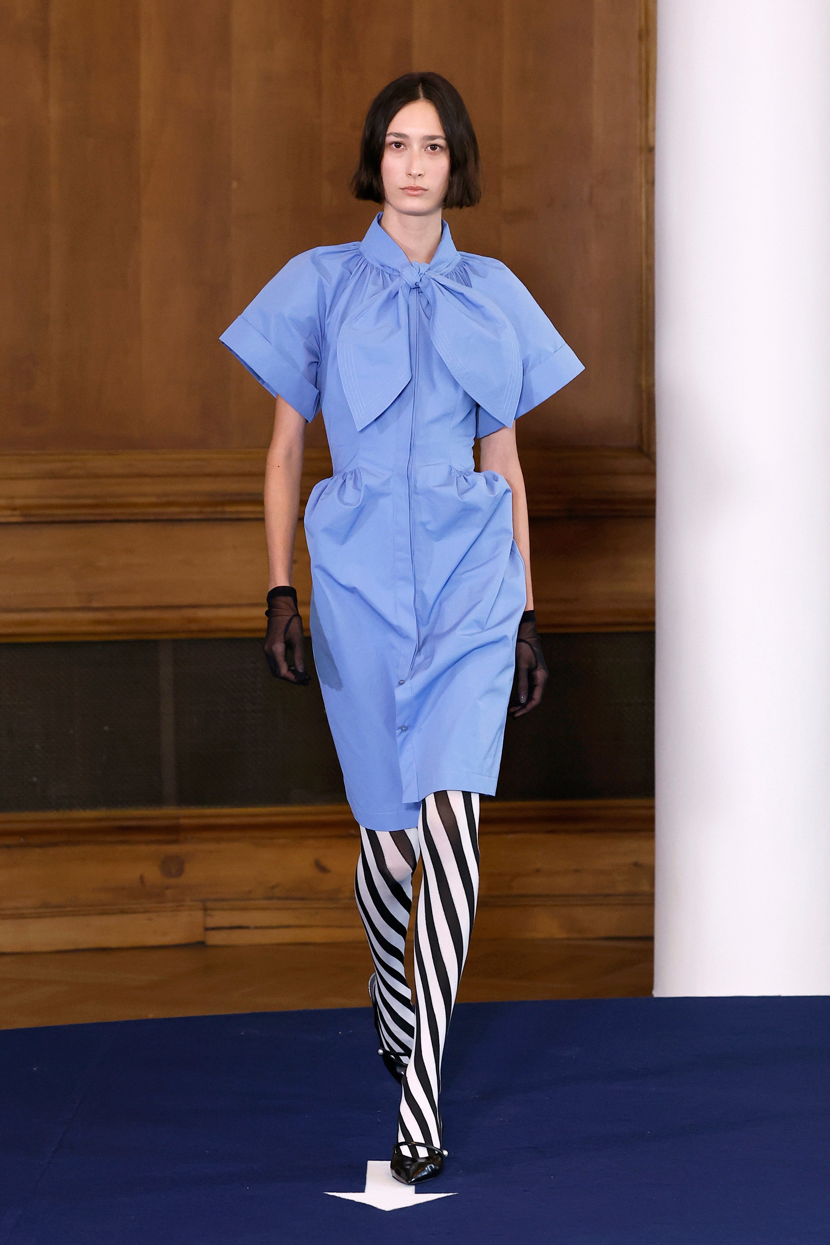 Bow Structured Blue Dress