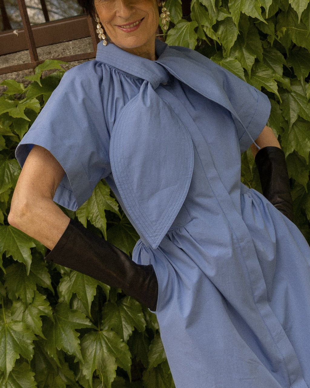 Bow Structured Blue Dress