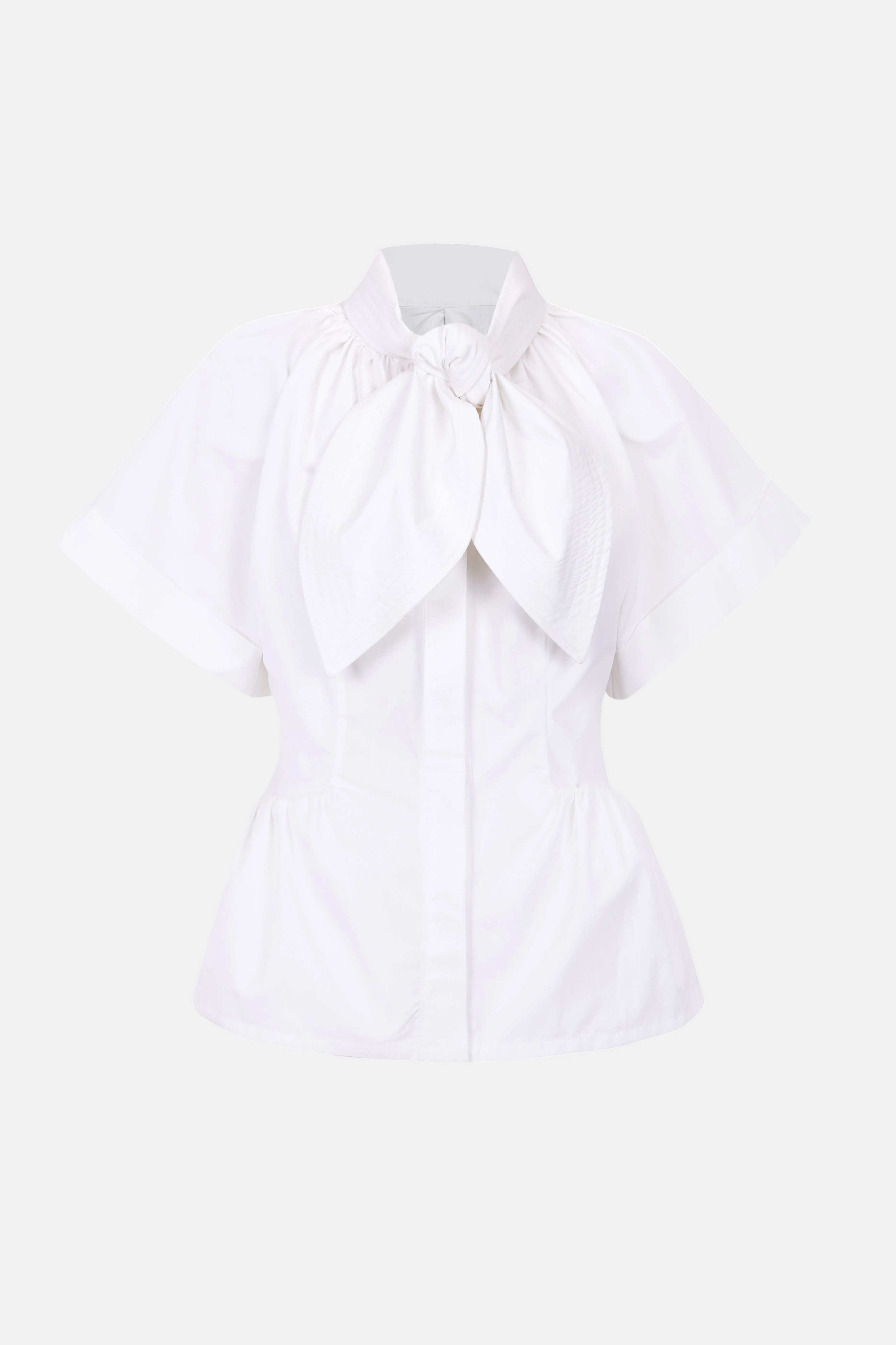 Bow Structured White Shirt