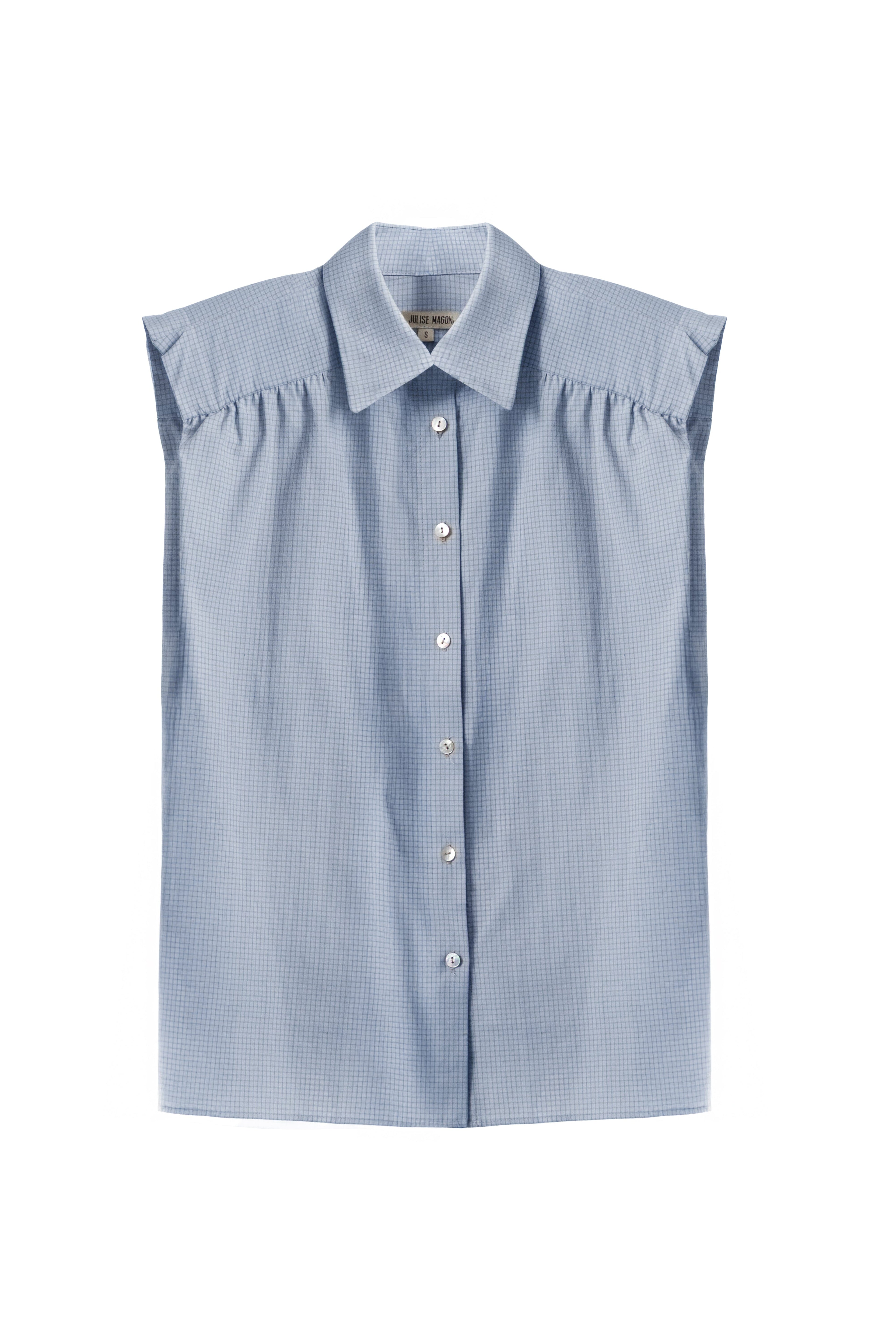 Camisa Marieta Sin Mangas Cuadros Azul Tiza