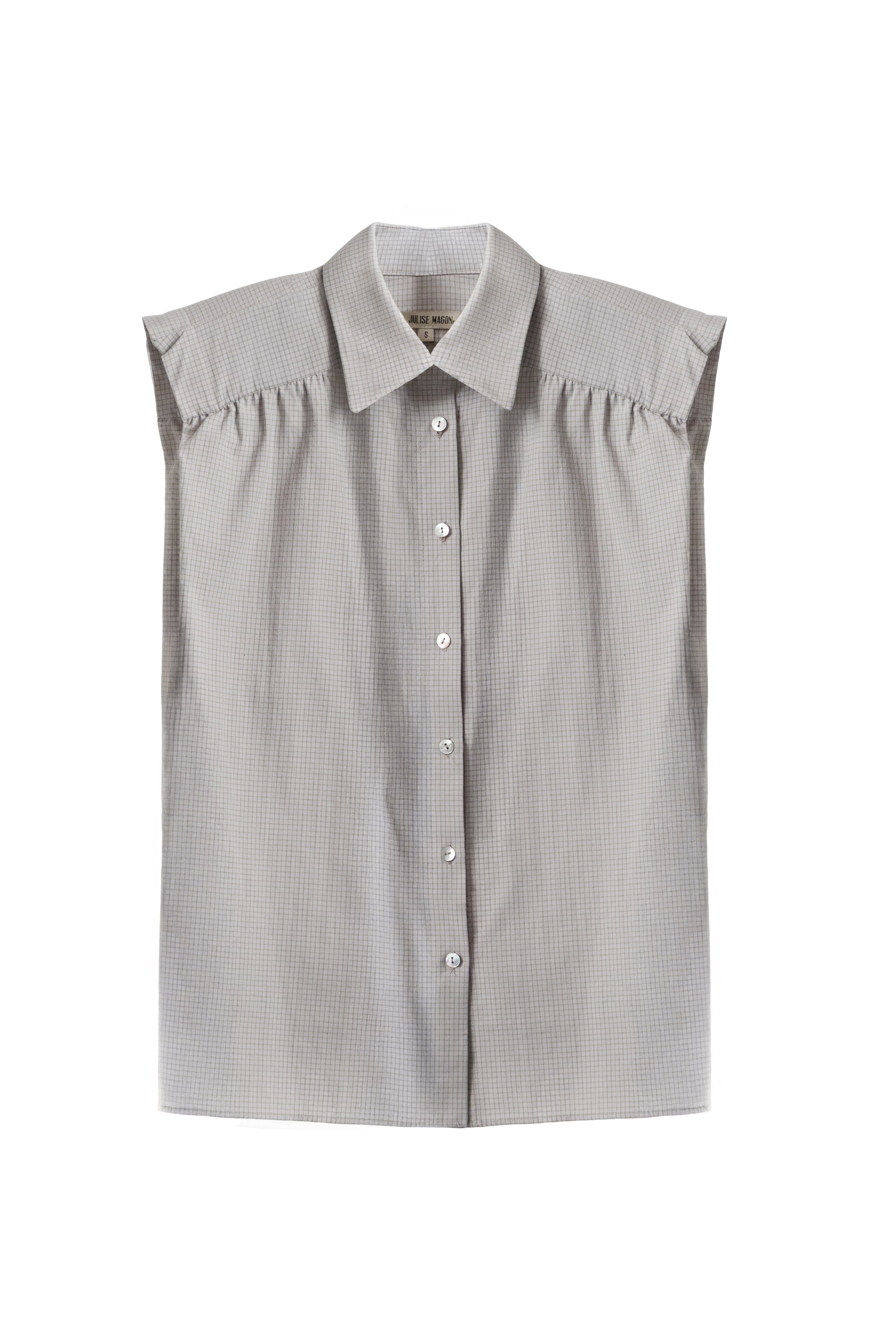 Camisa Marieta Sin Mangas Cuadros Verde Neutro