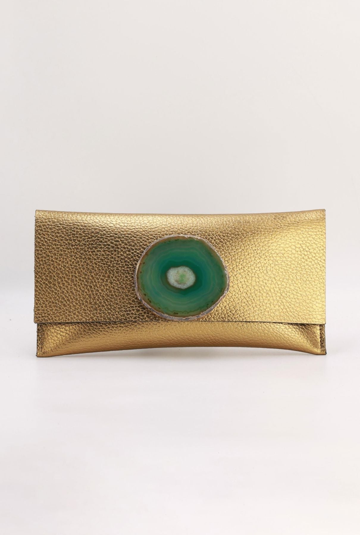 Cartera Maxi Dorada Ágata Verde