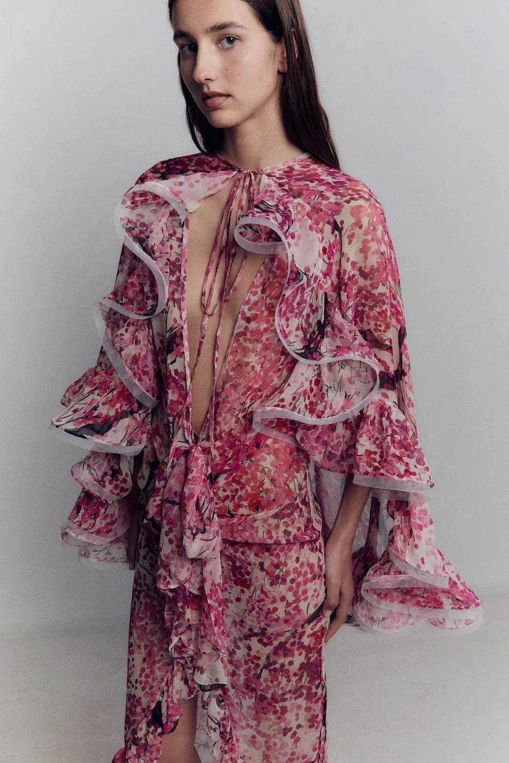 Chiffon Ruffle Cape