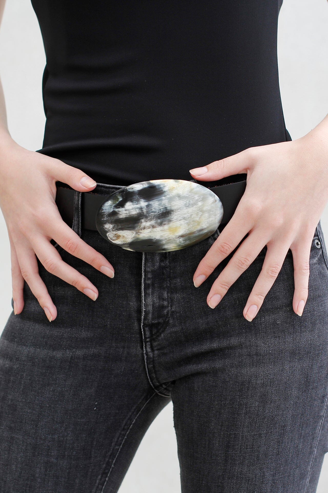 Cinturón Jeans Negro - Asta Ovalada
