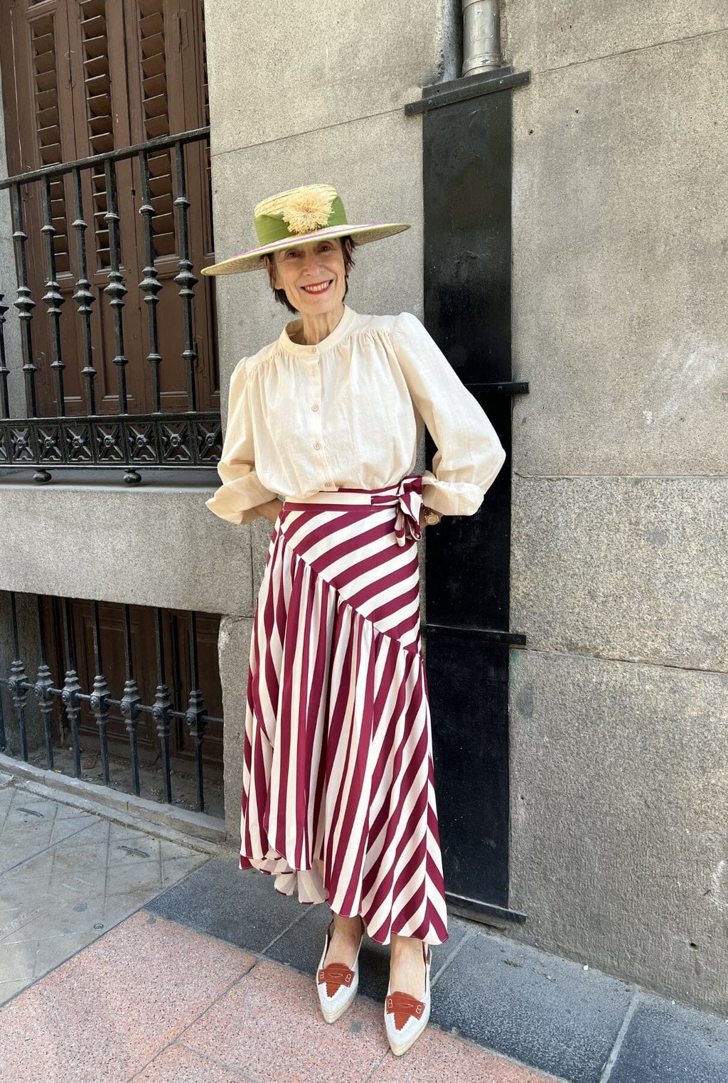 Falda Carlota rayas frambuesa