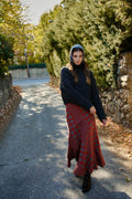 FALDA GILDA CUADROS ROJO Y GRIS