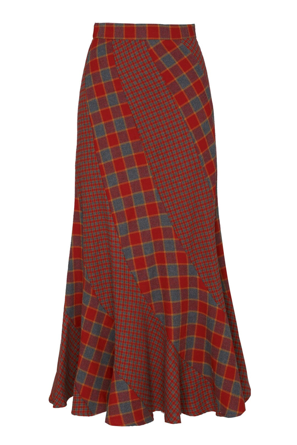 FALDA GILDA CUADROS ROJO Y GRIS