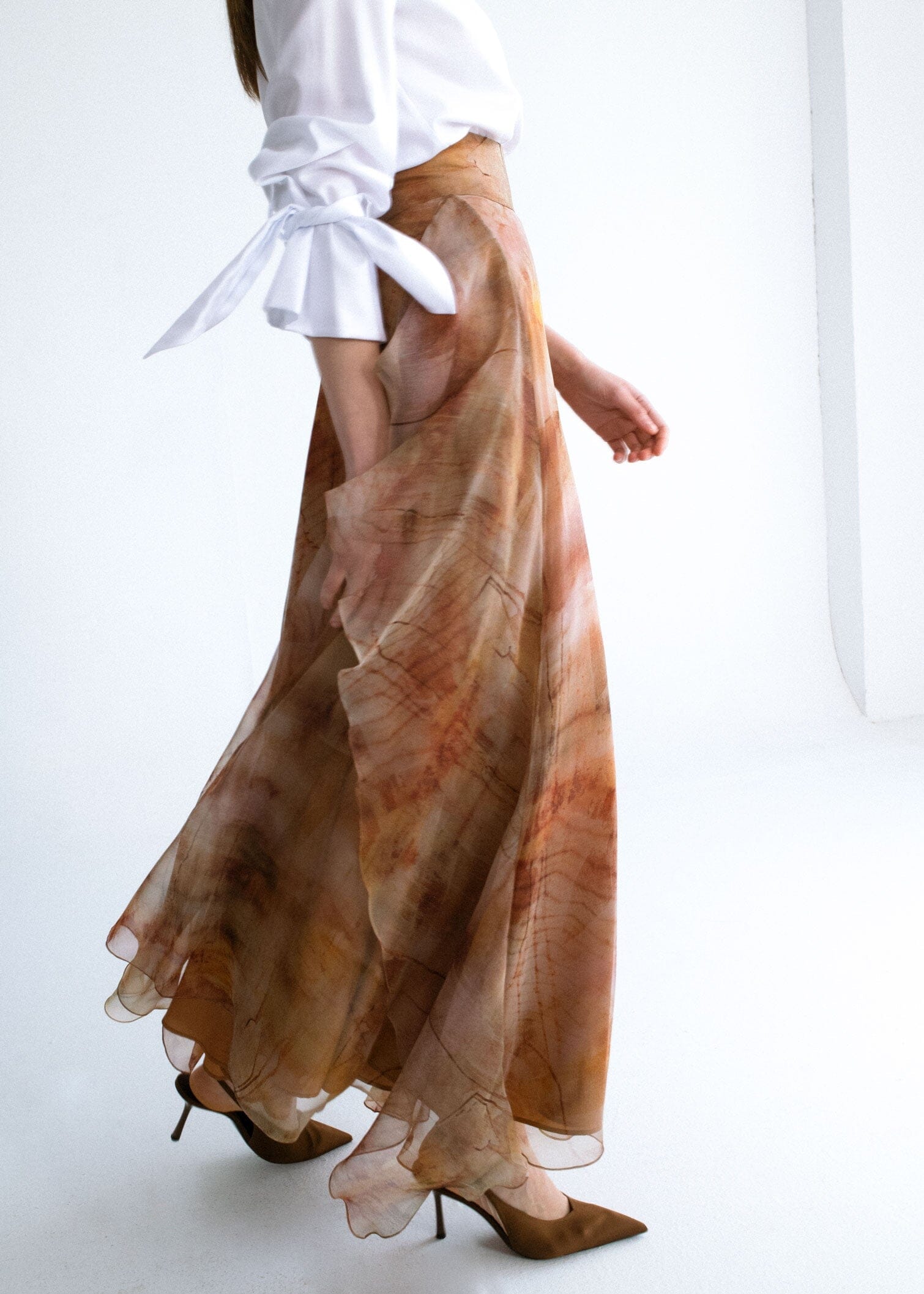 Falda larga organza
