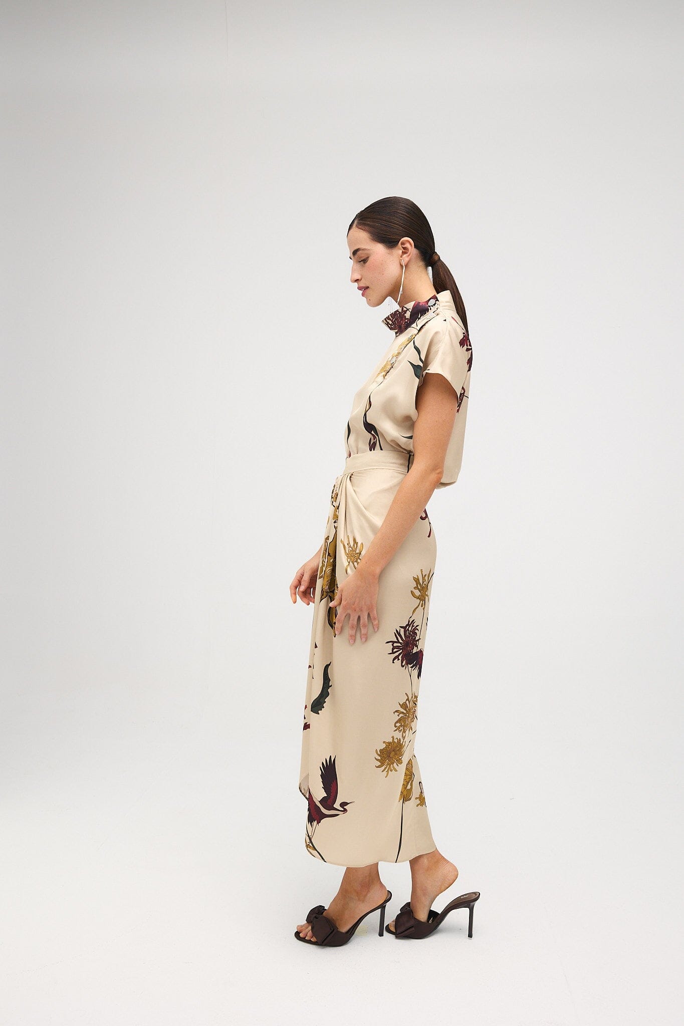 Falda Maroon Flora Marfil