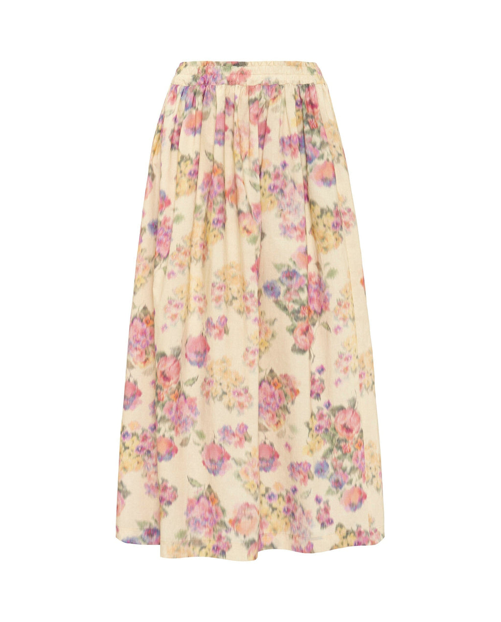 Falda midi de algodón estampado floral