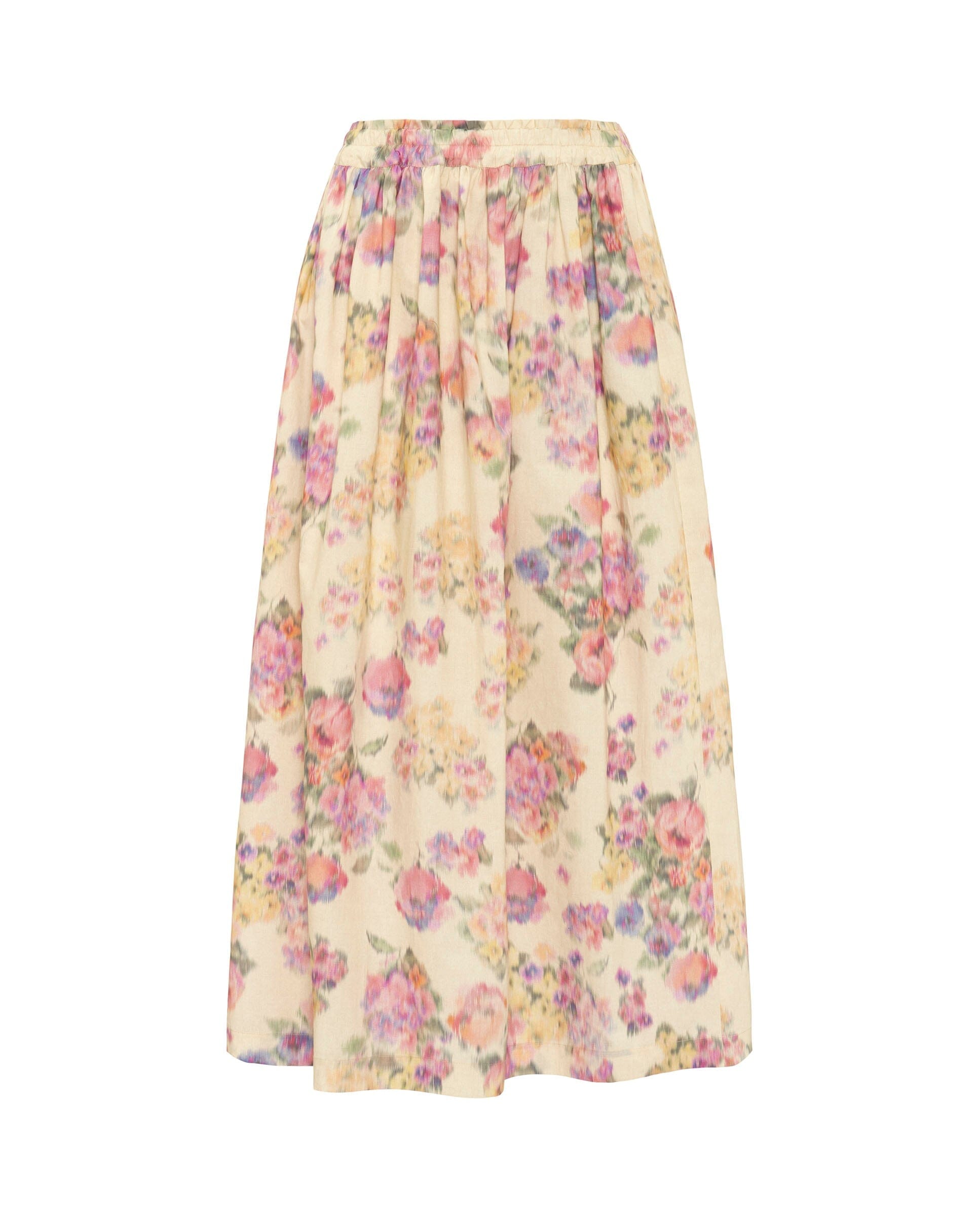 Falda midi de algodón estampado floral
