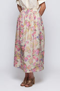 Falda midi de algodón estampado floral