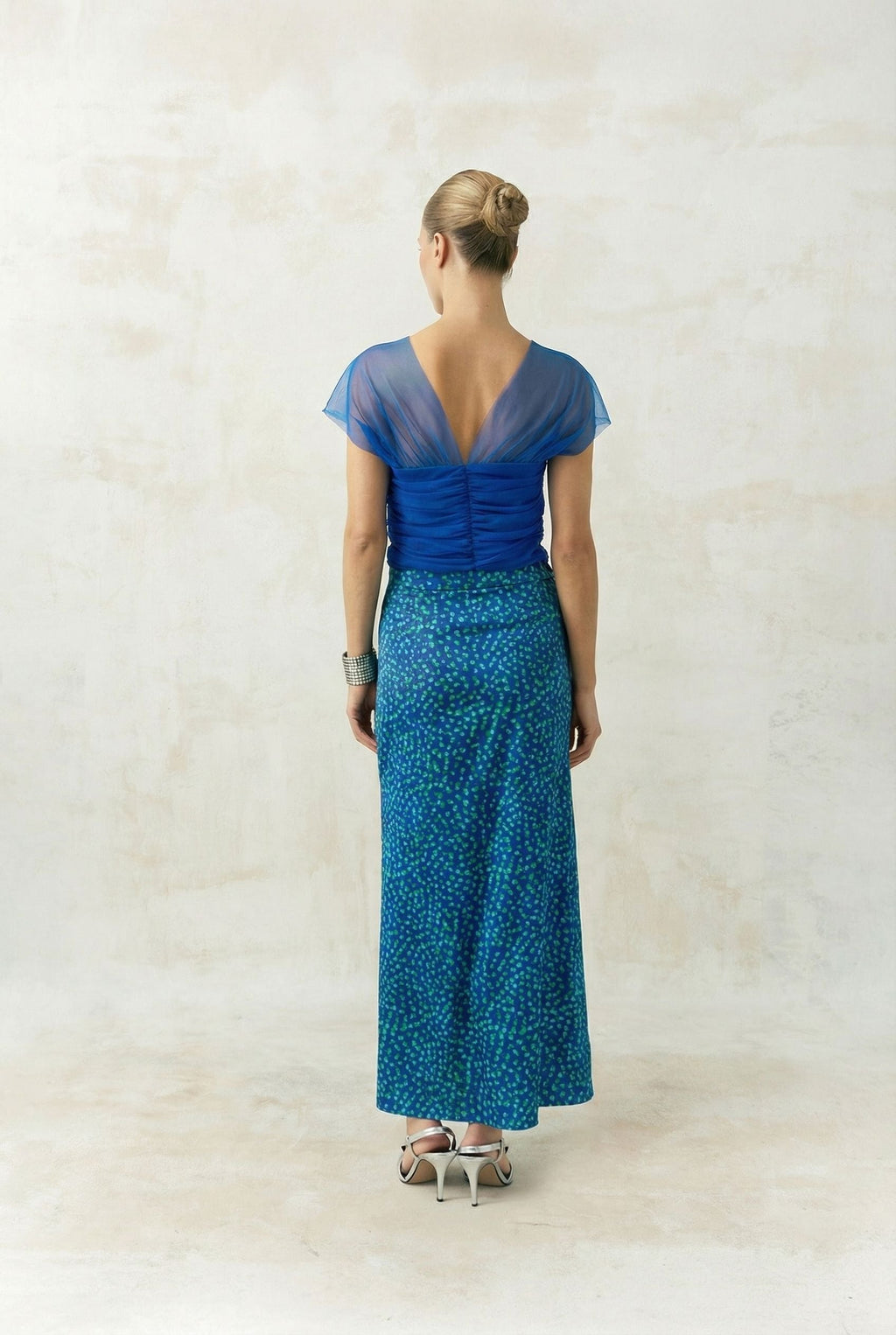 Falda Sole Lunares Azul