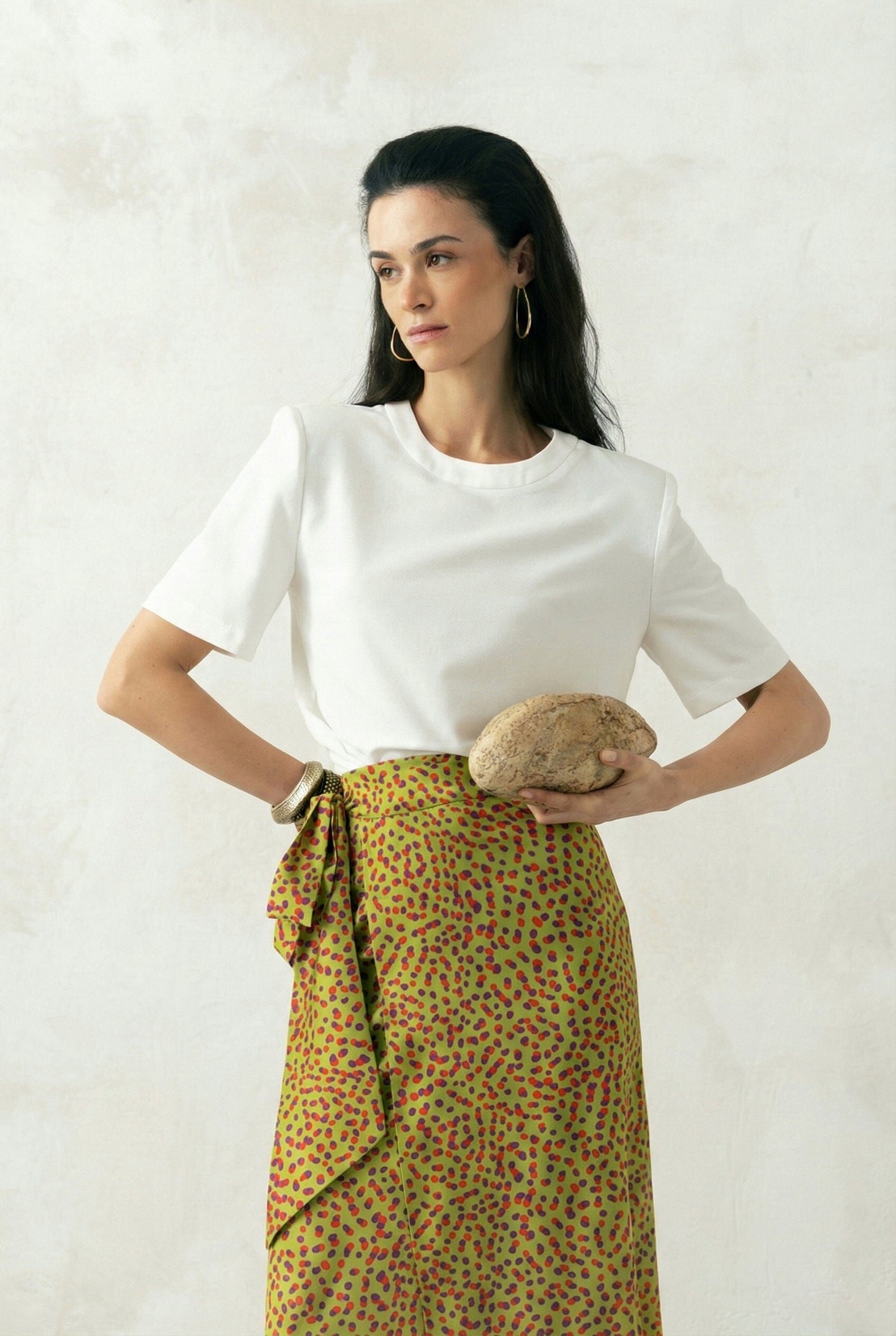Falda Sole Lunares Pistacho