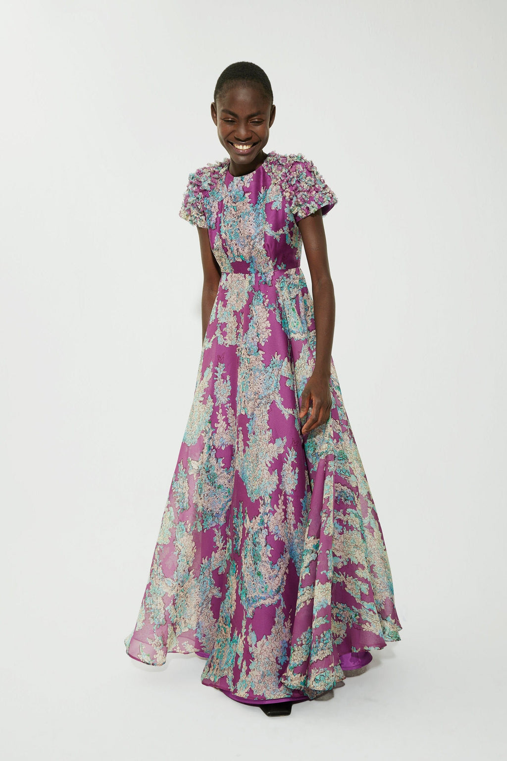 Floral printed organza dress