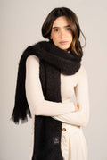 Glossy Black Mohair Scarf