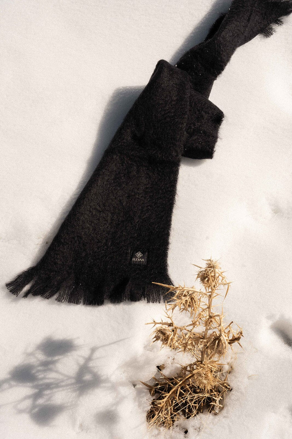 Glossy Black Mohair Scarf