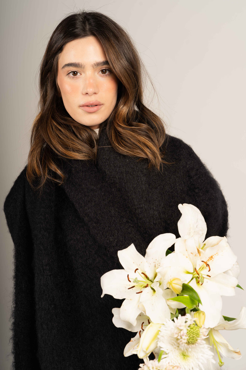Glossy Black Mohair Shawl