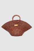 Hatbag Mini de paja de trigo marrón chocolate