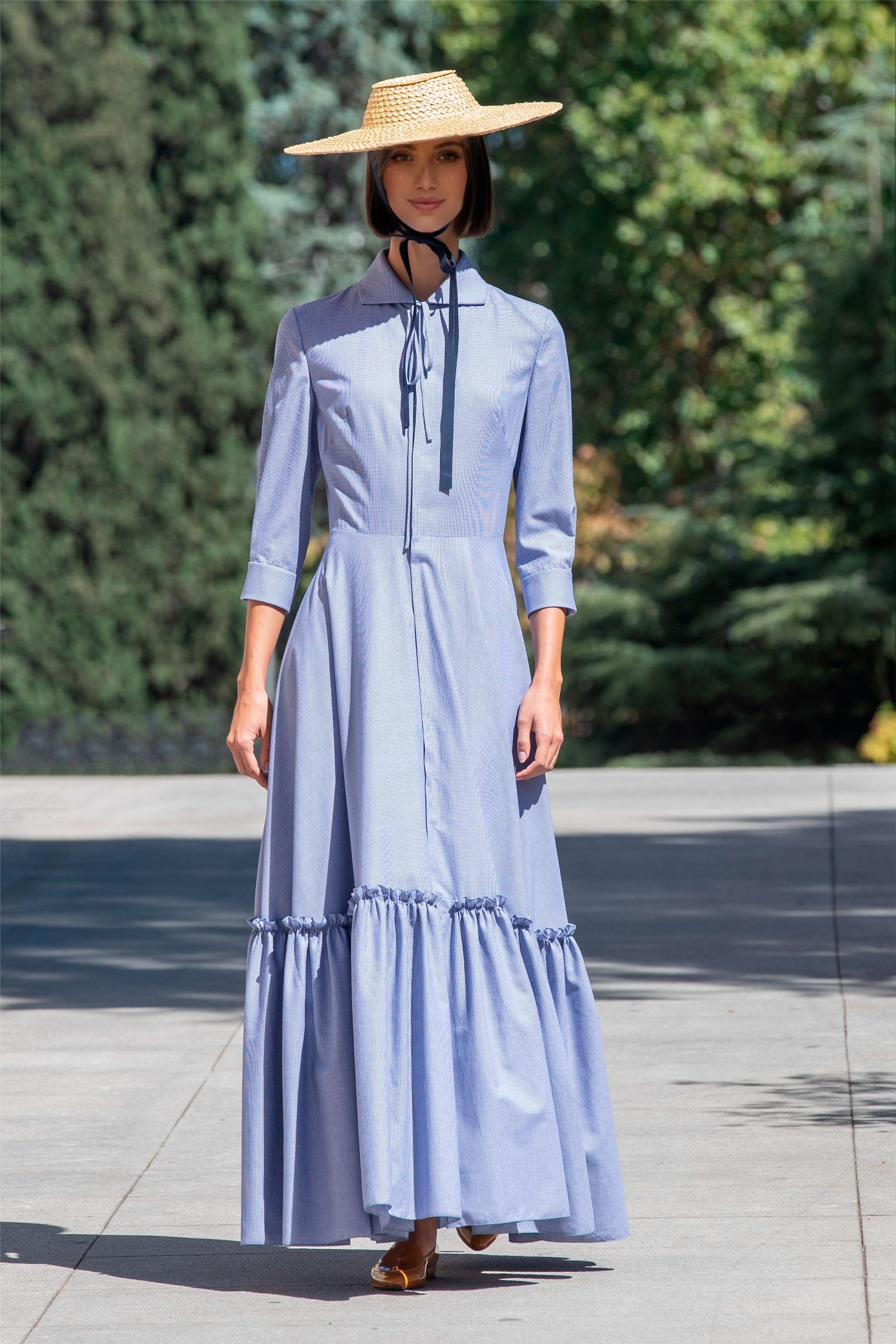 Modelo Dipilon Vestido Largo Micro Vichy