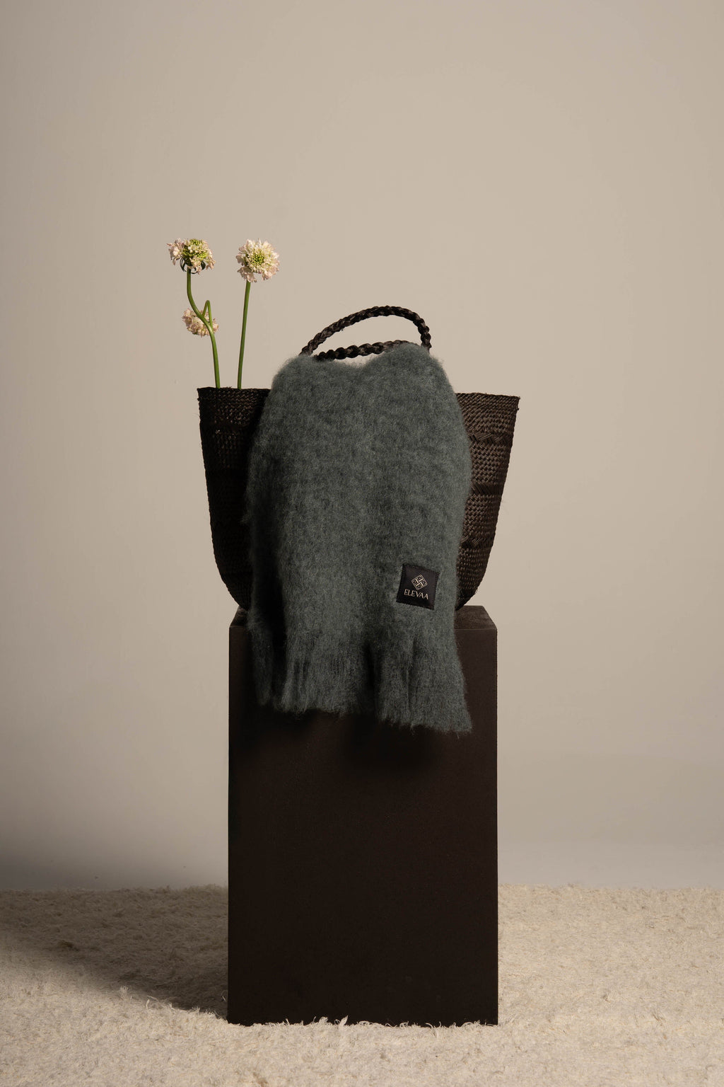 Moss Green Mohair Scarf