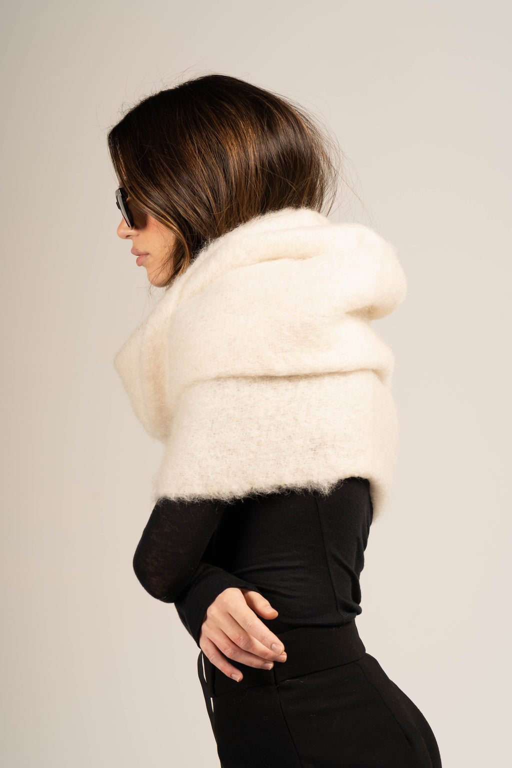 Natural Beige Mohair Balaclava