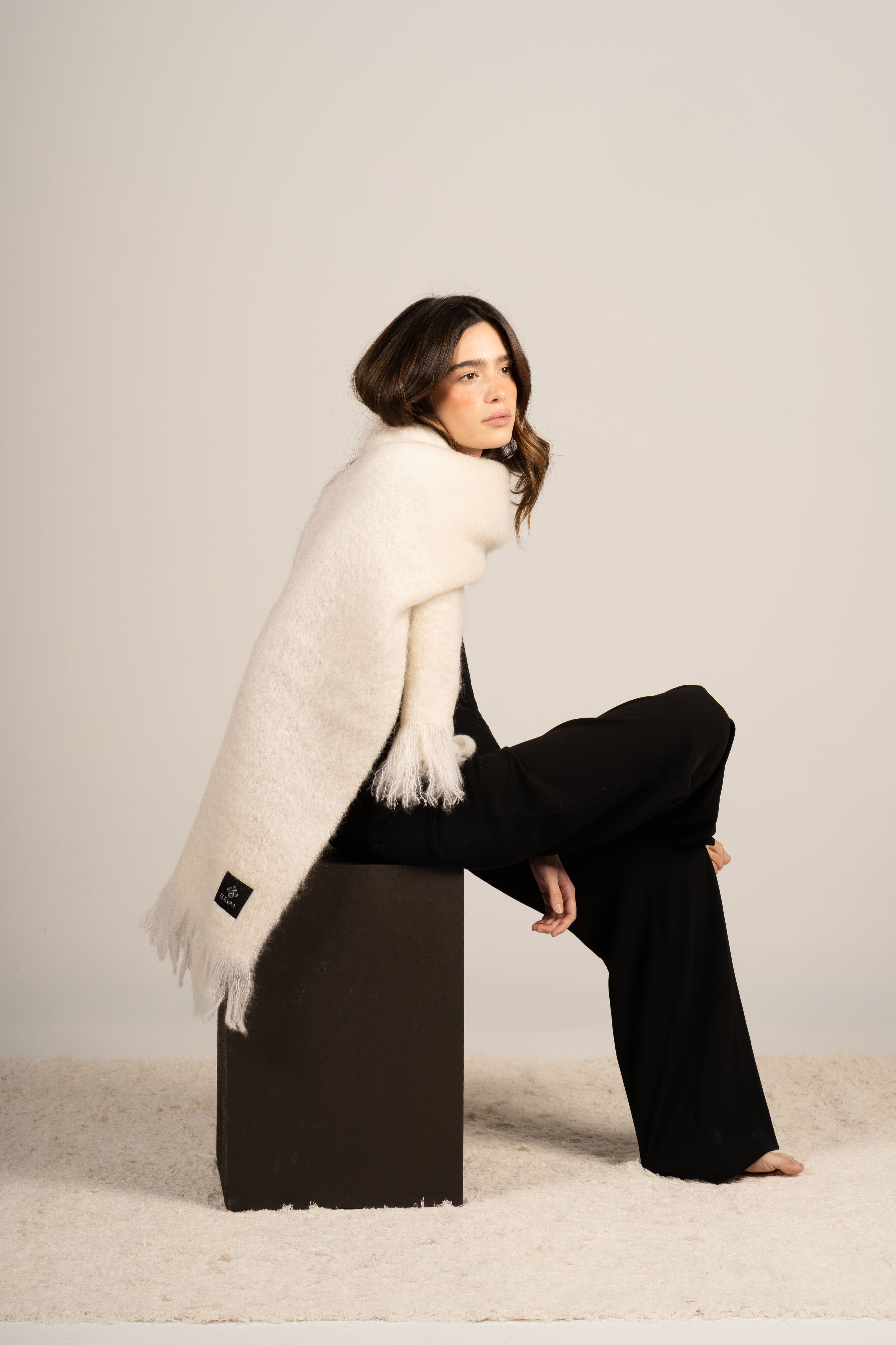 Natural Beige Mohair Scarf