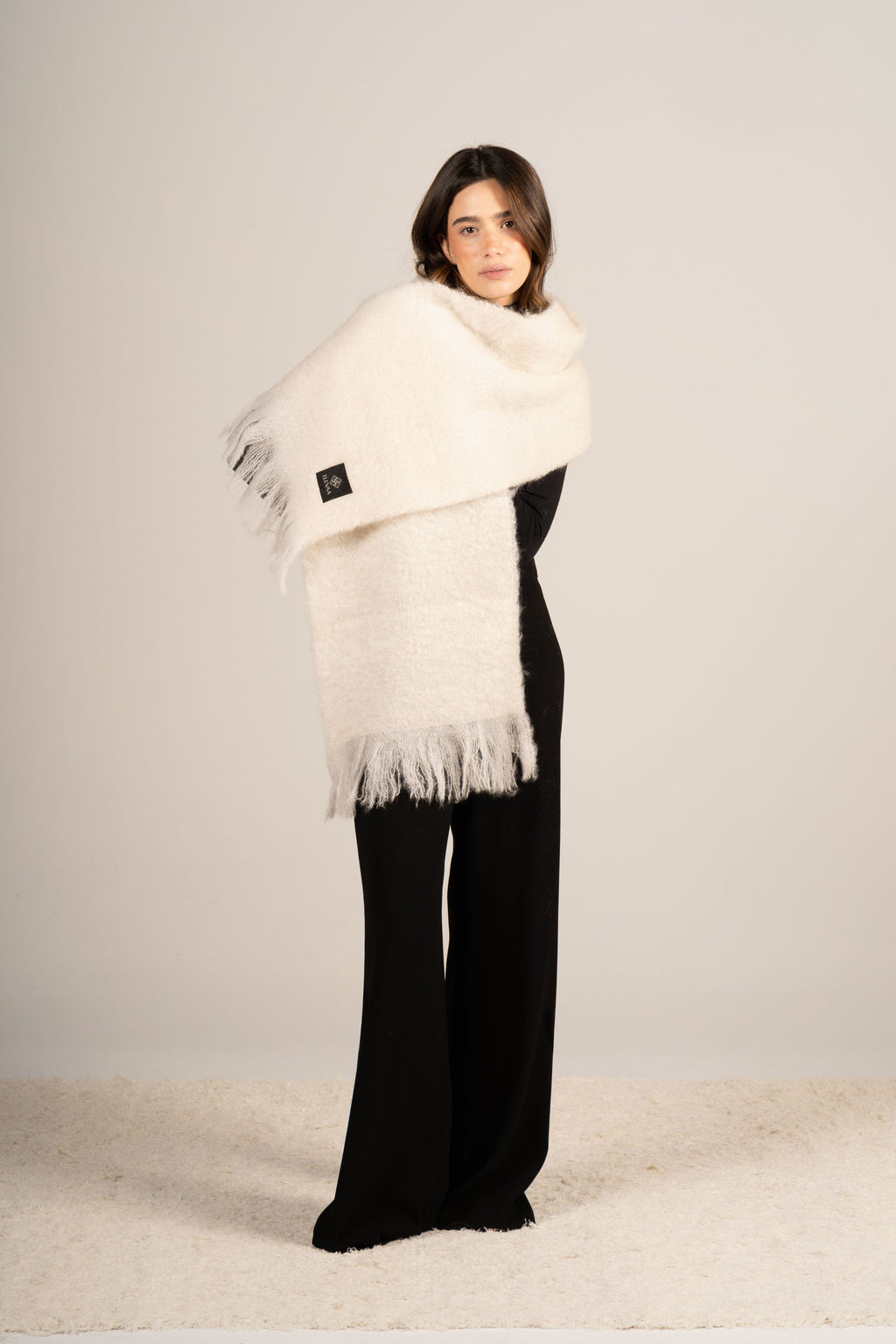 Natural Beige Mohair Scarf