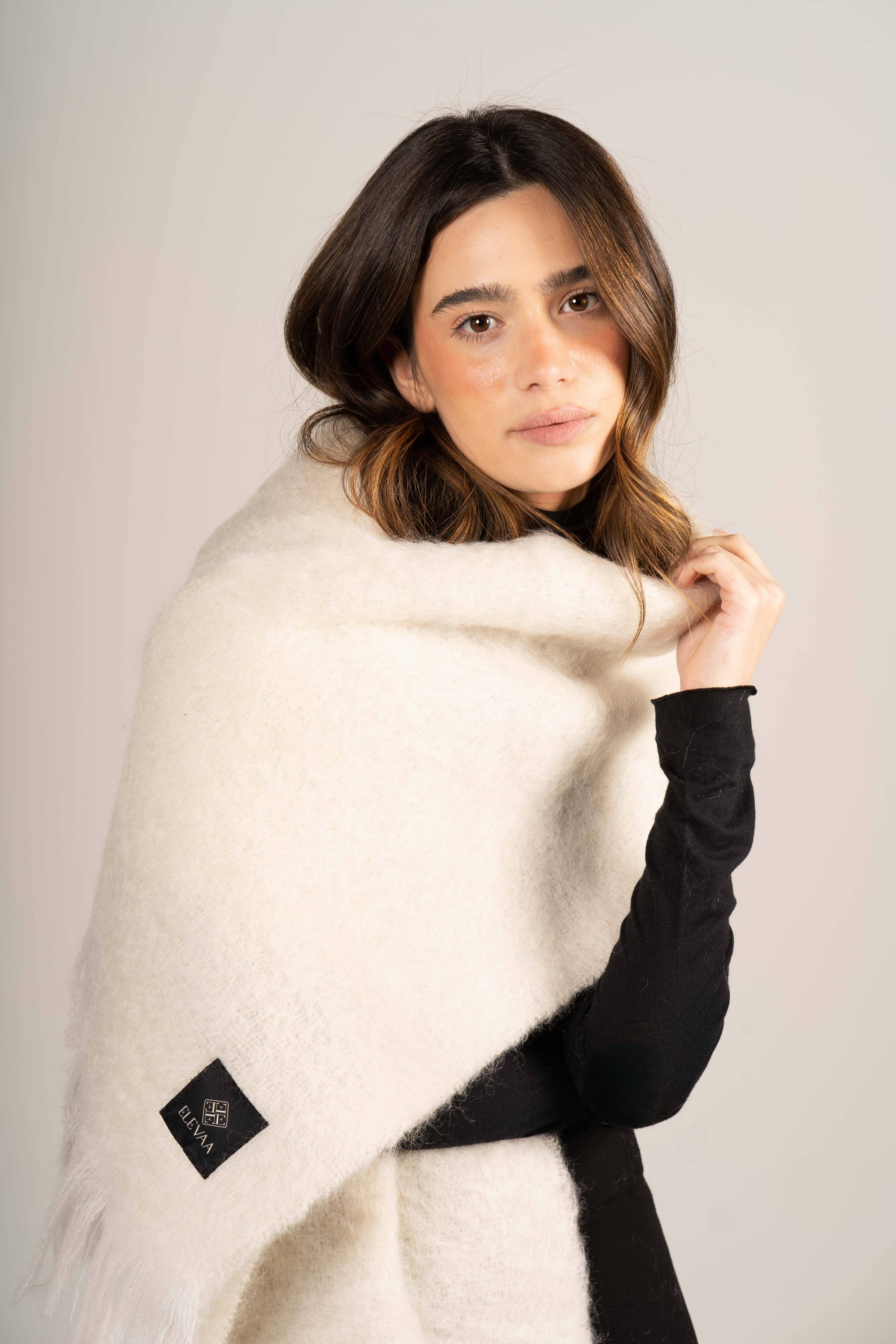 Natural Beige Mohair Scarf