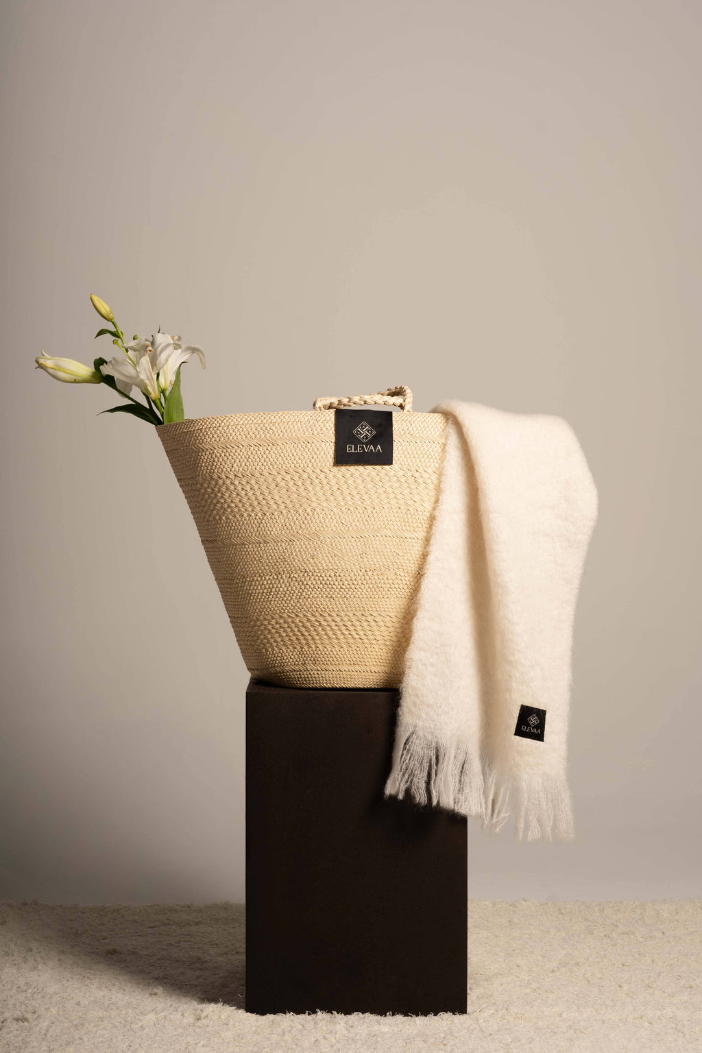 Natural Beige Mohair Scarf