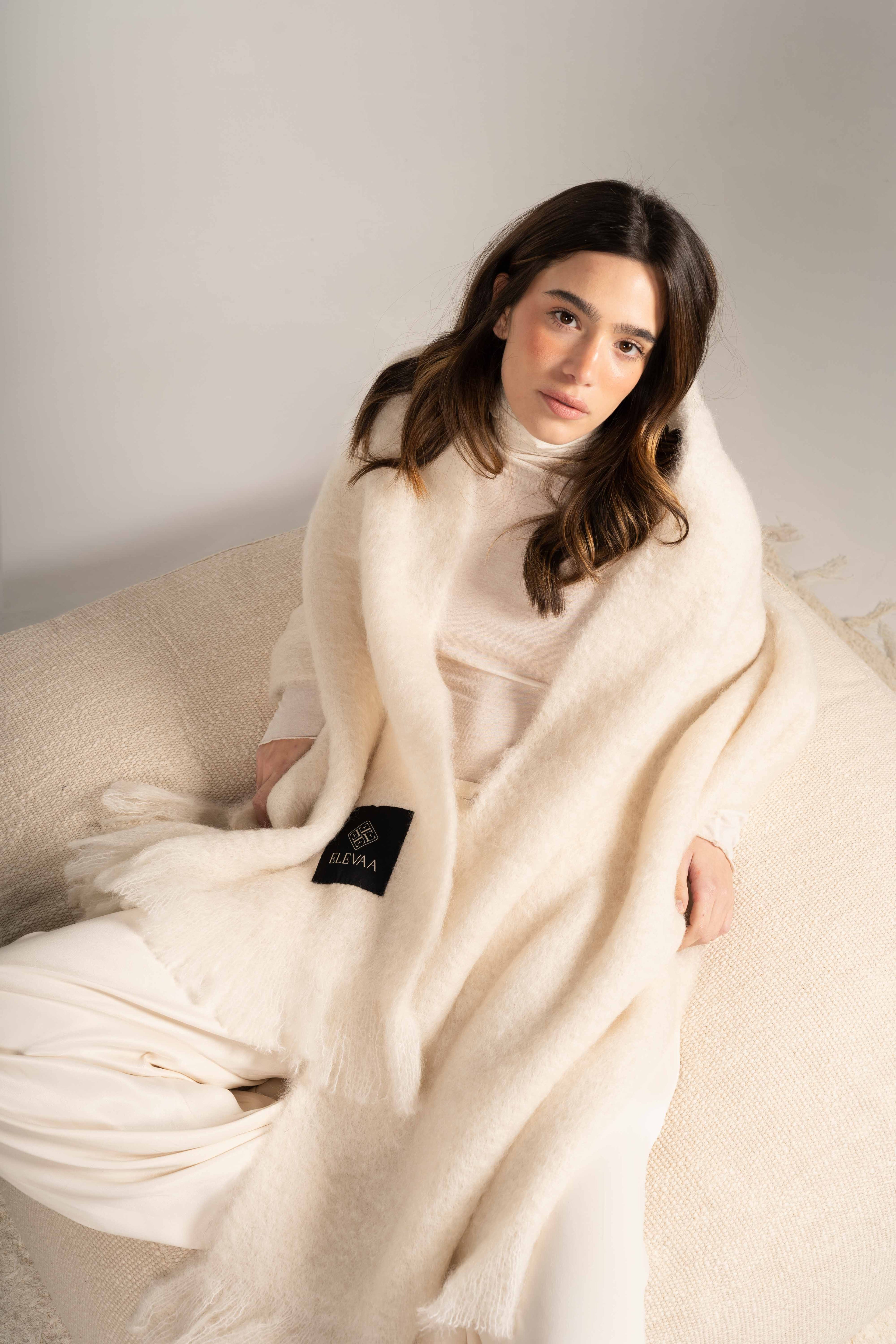 Natural Beige Mohair Shawl