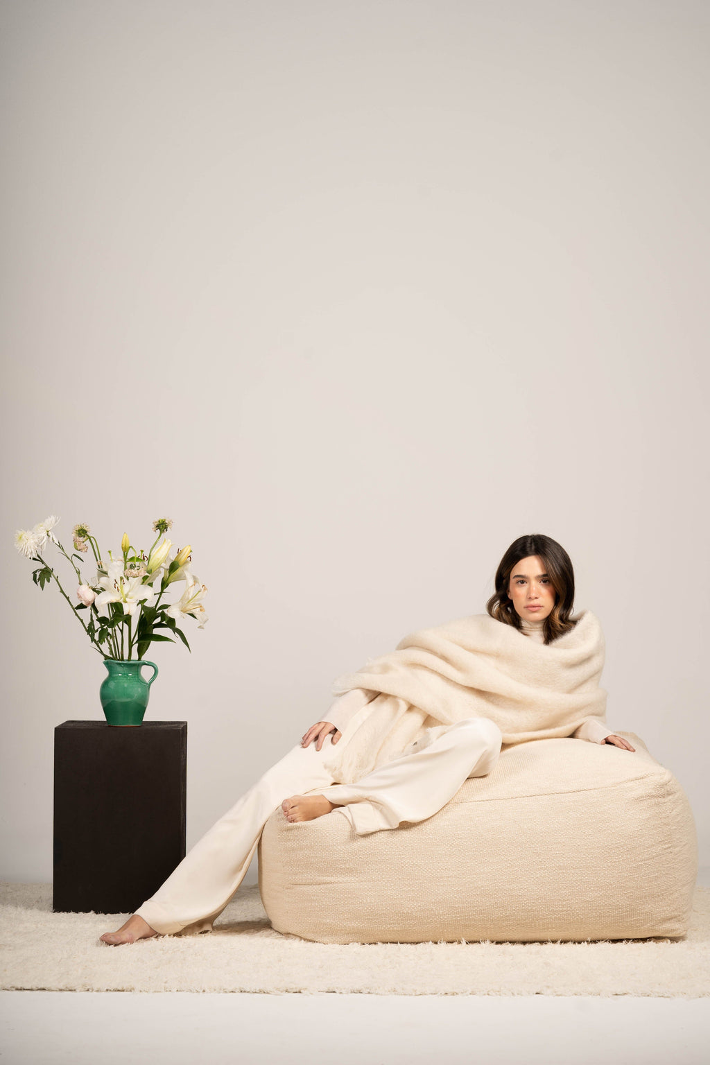 Natural Beige Mohair Shawl