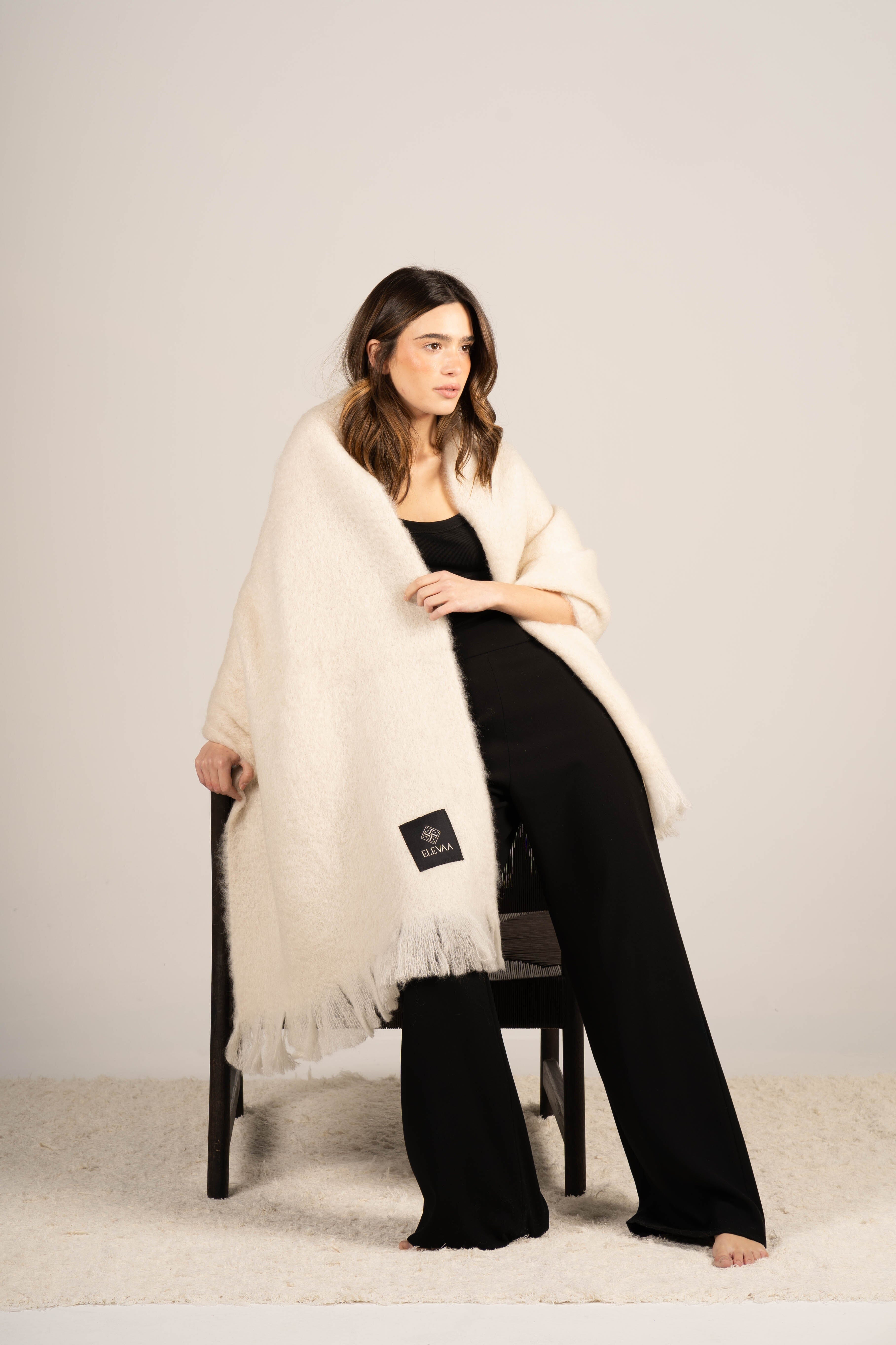 Natural Beige Mohair Shawl