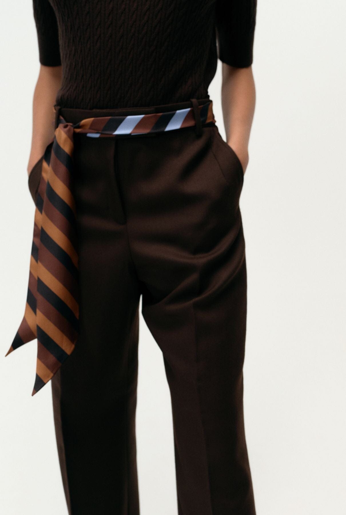 Nolita Stripe scarf cognac