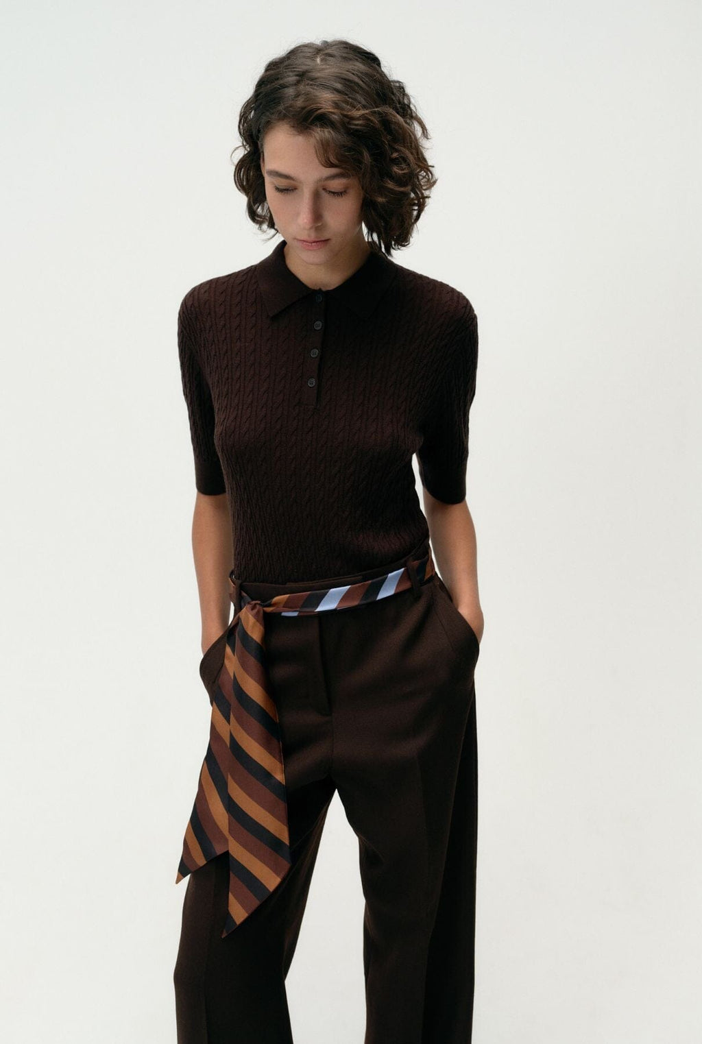 Nolita Stripe scarf cognac