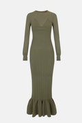 Olive Knit Longsleeve Dress