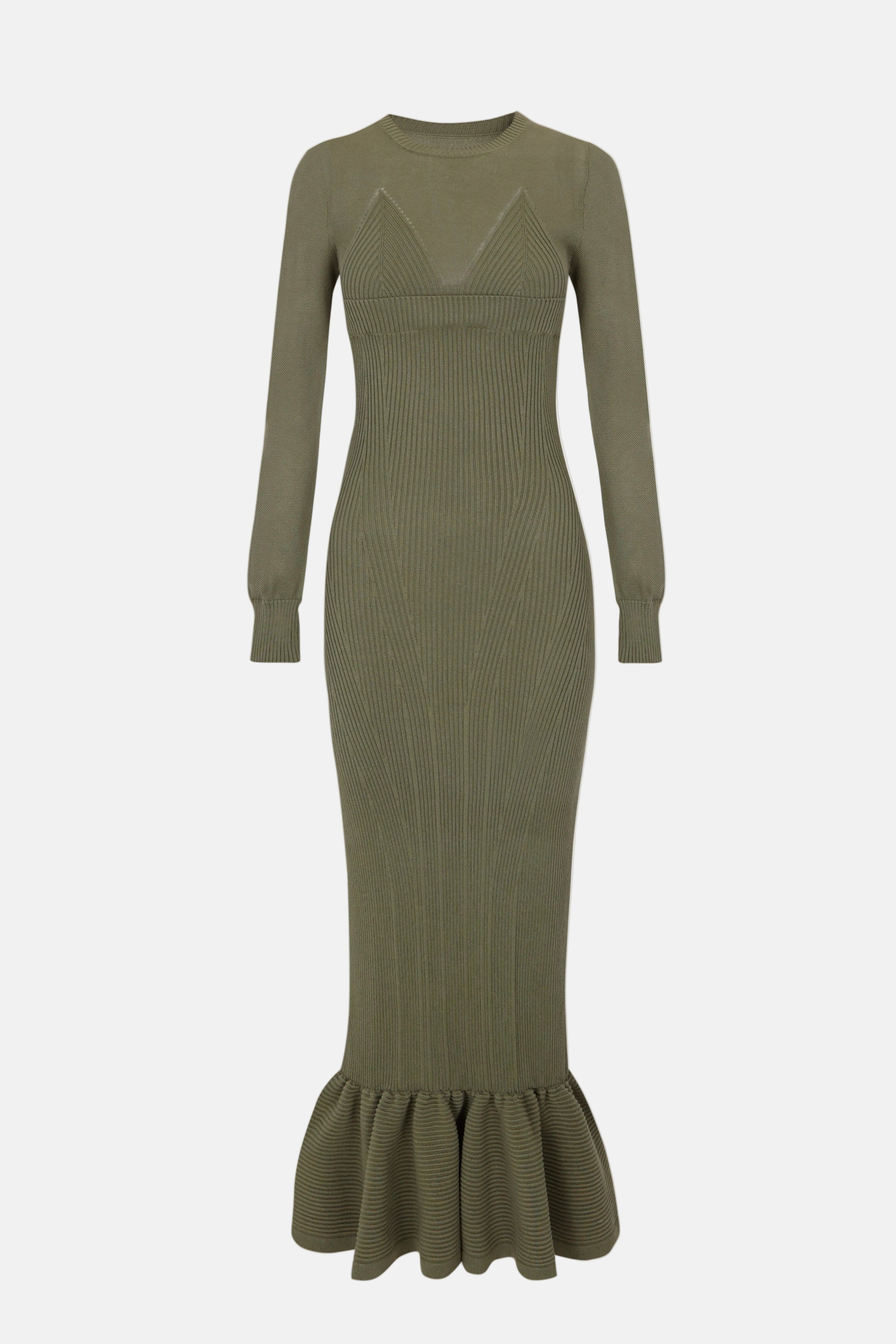 Olive Knit Longsleeve Dress