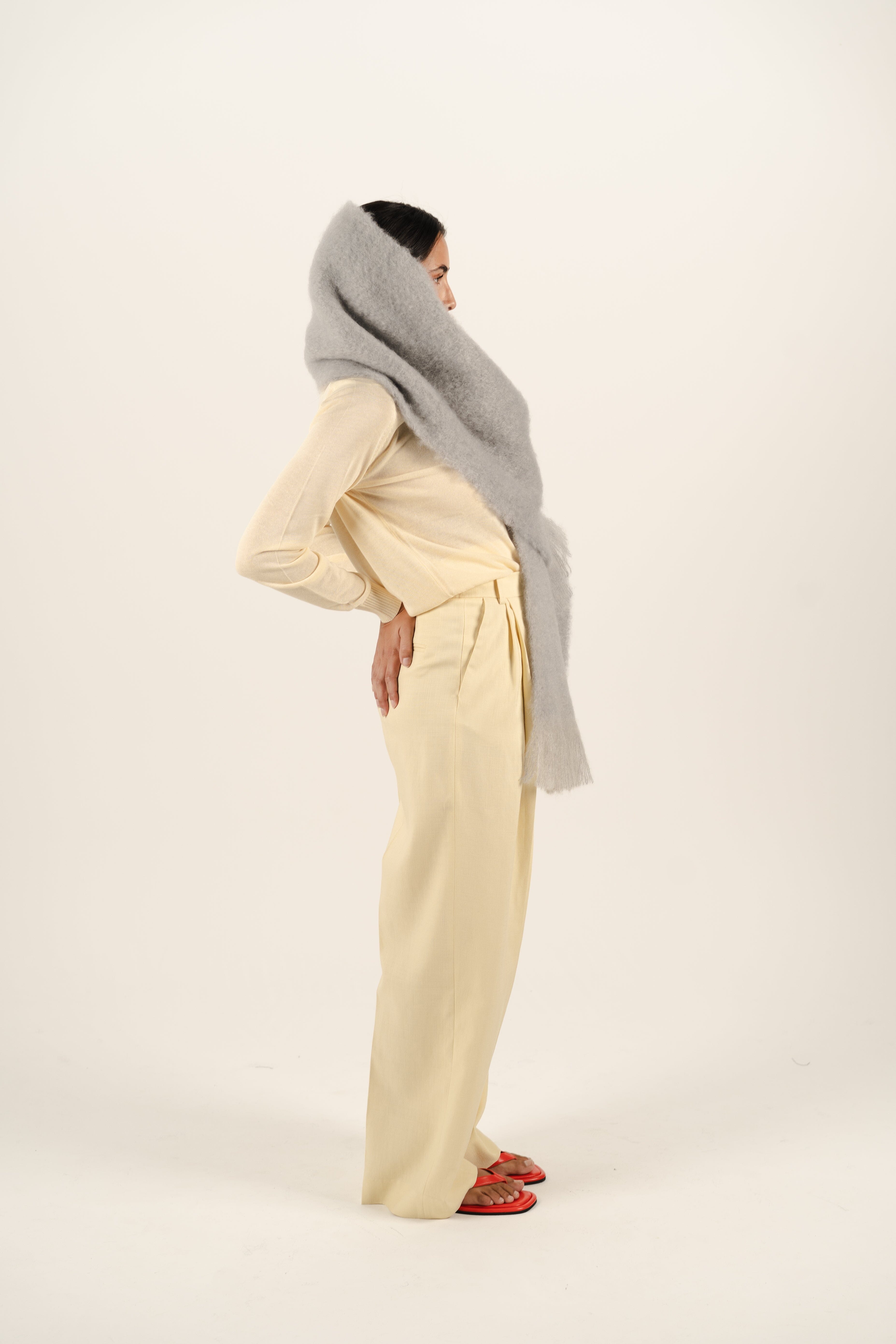 Soft Grey Mohair Scarf