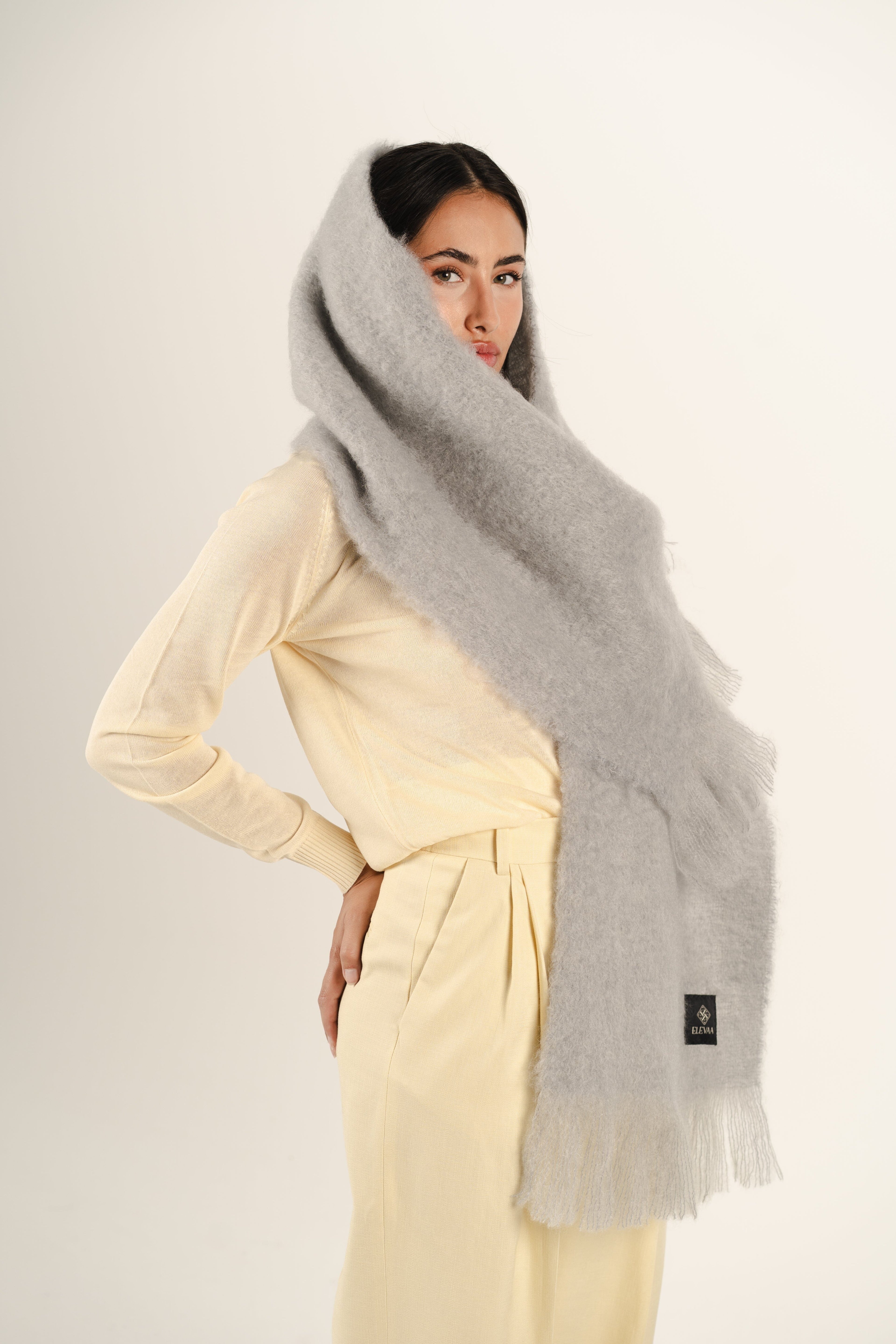 Soft Grey Mohair Scarf