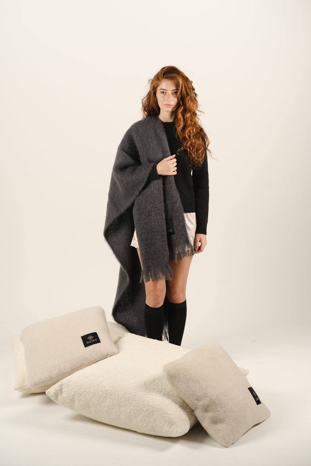 Stone Grey Mohair Shawl