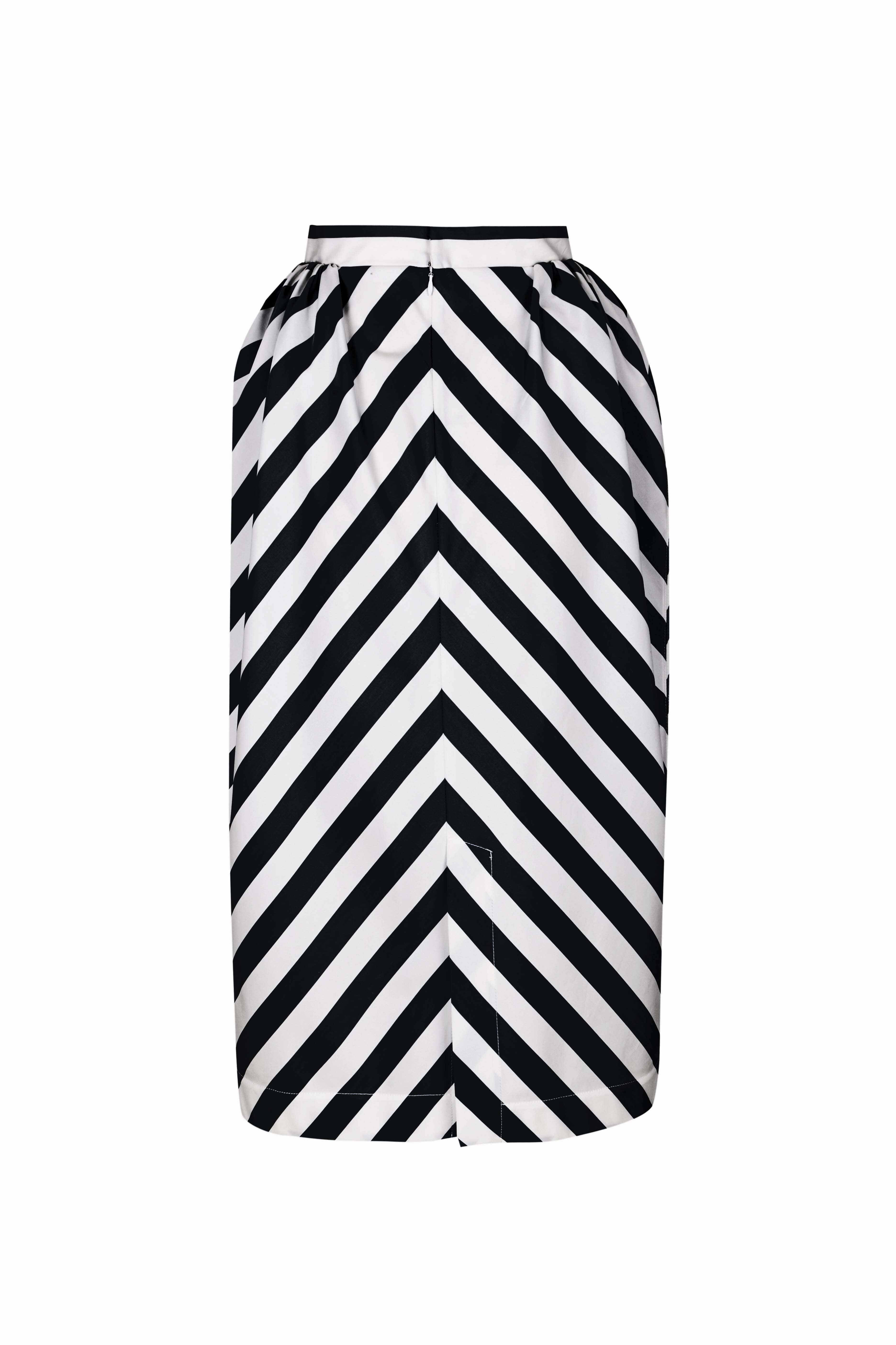 Structured B&W Stripes Skirt