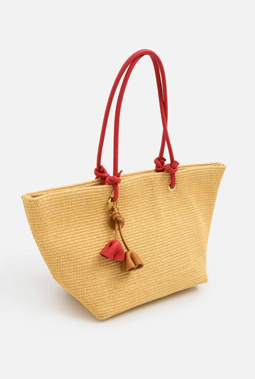 THE MEDIUM RAFIA TOTE RED