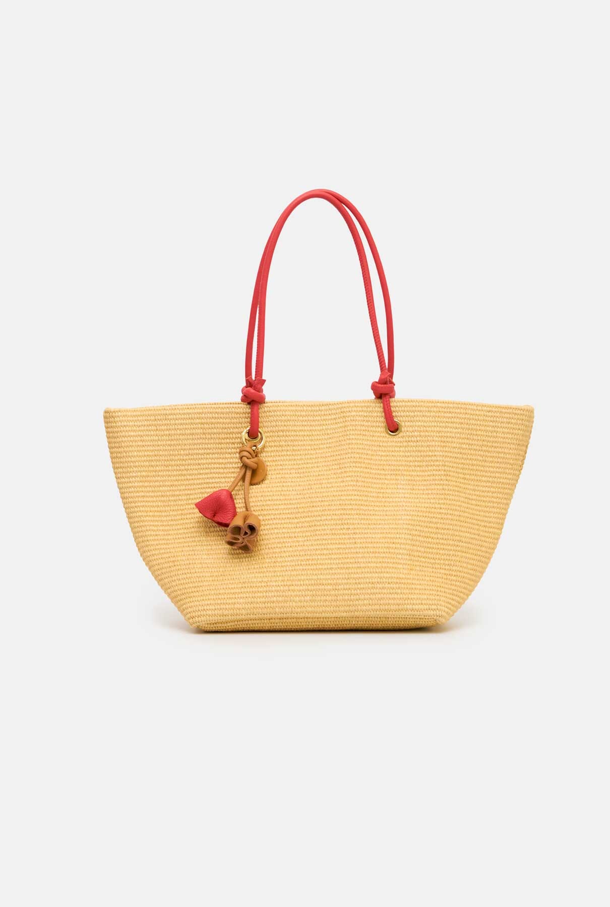 THE MEDIUM RAFIA TOTE RED