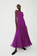 V-neck dress with godets