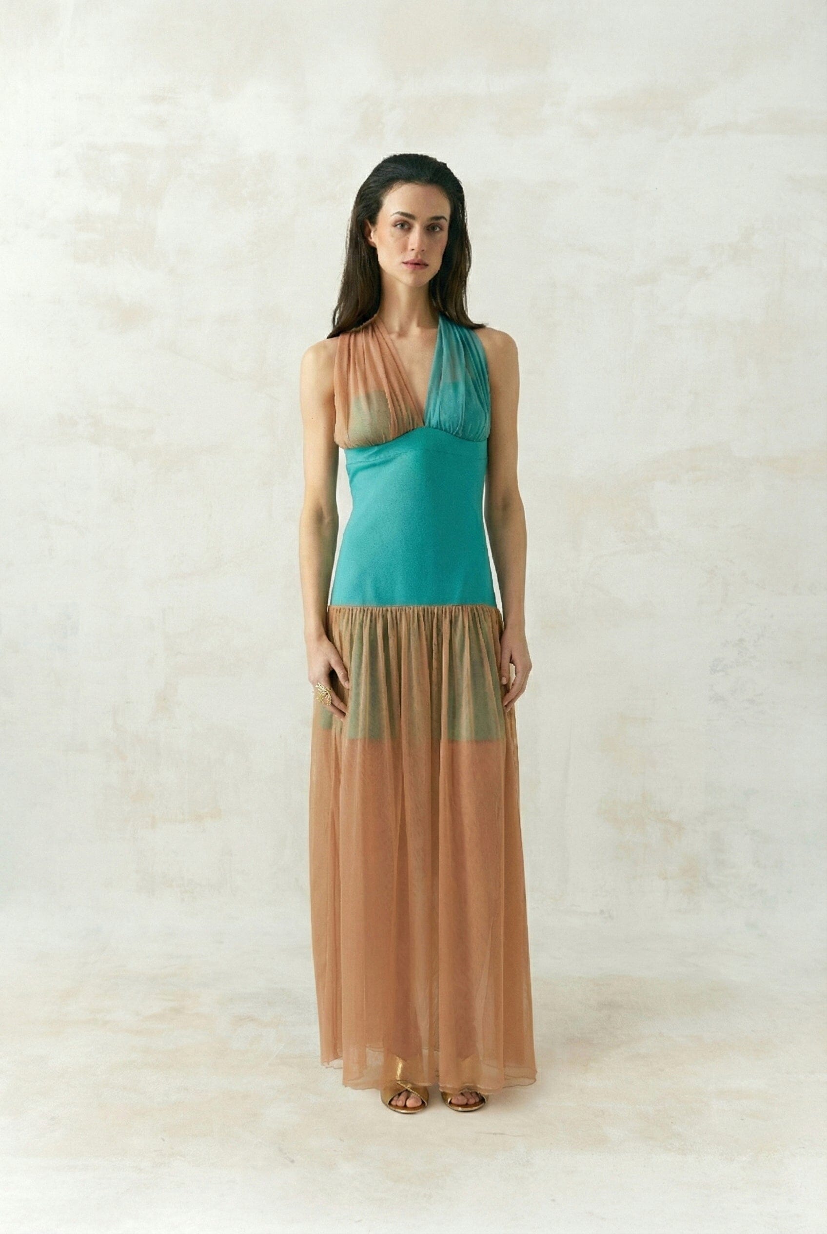 Vestido Begoña Turquesa - Nude
