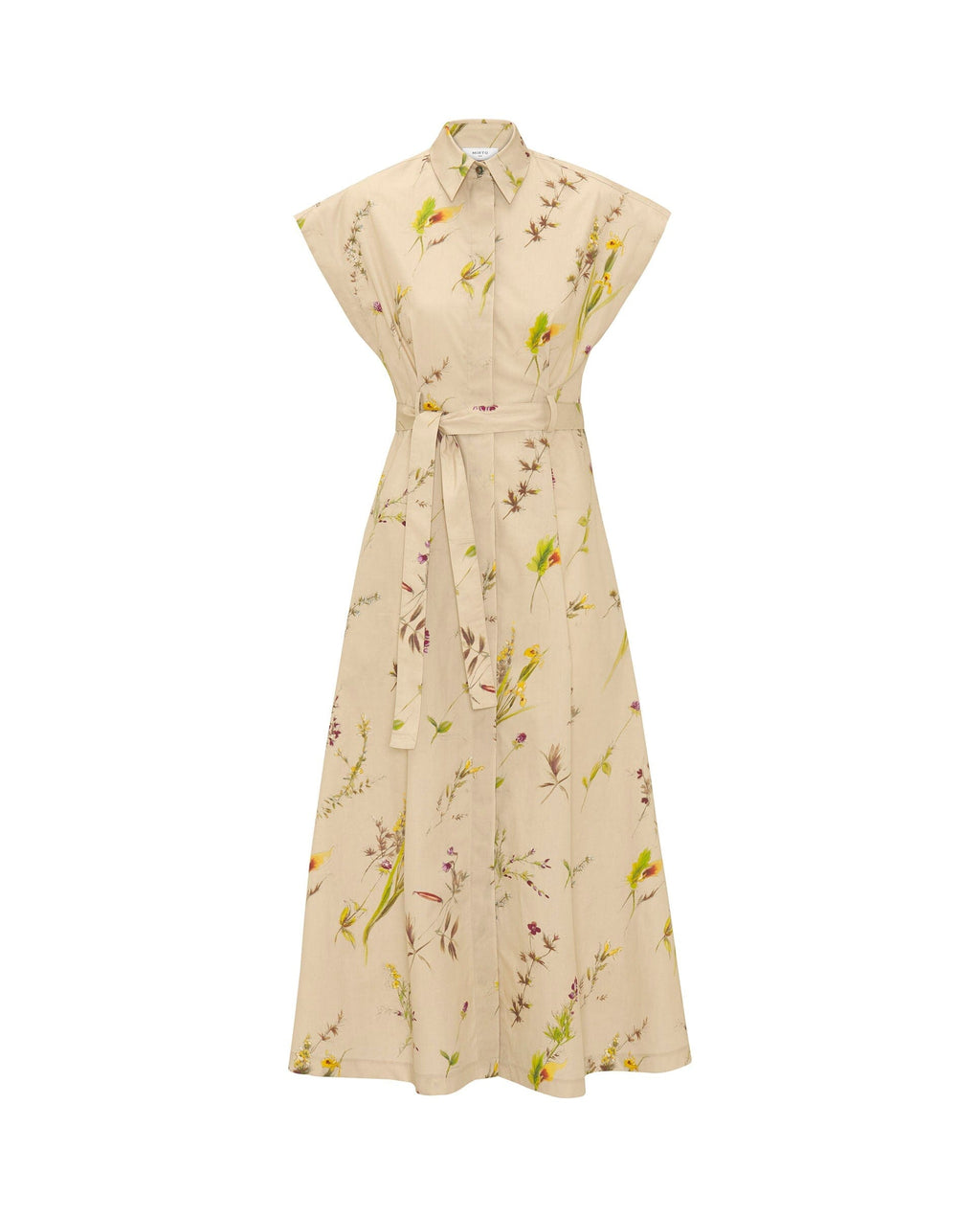 Vestido camisero beige estampado floral