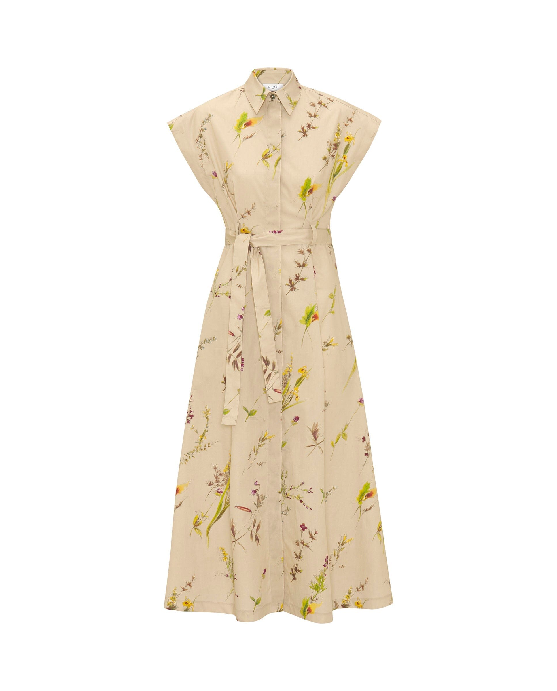 Vestido camisero beige estampado floral