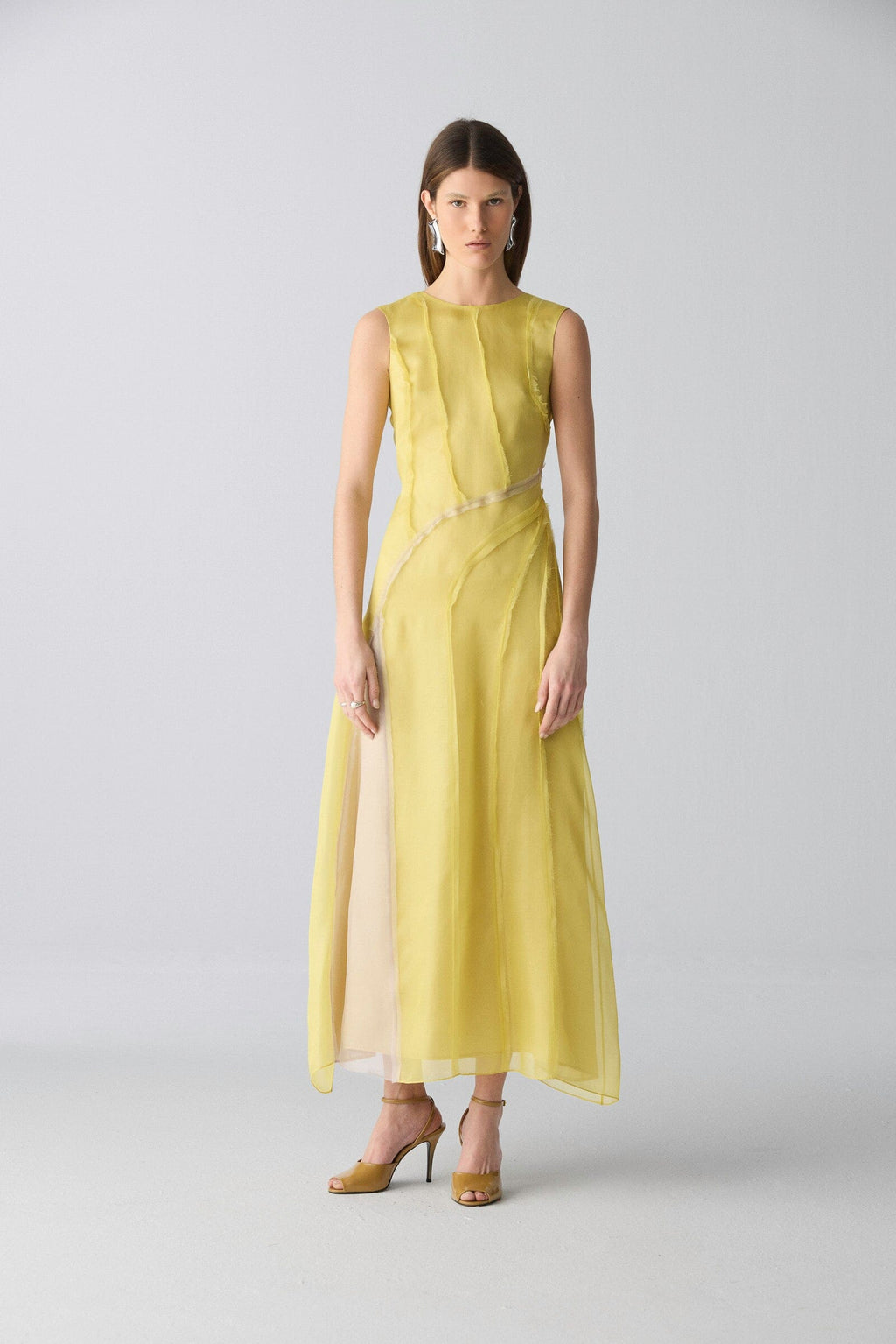 Vestido drapeado orgánico amarillo