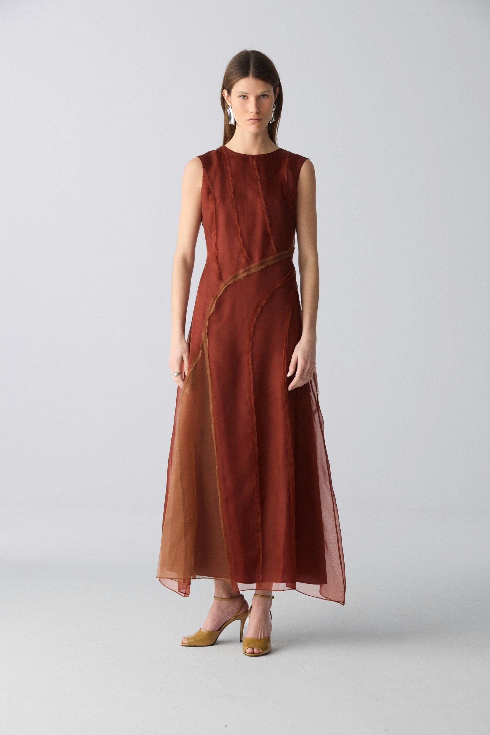 Vestido drapeado orgánico granate